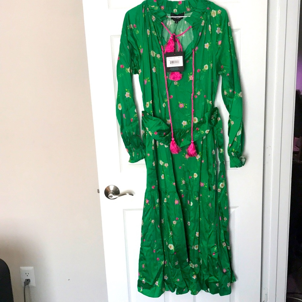 Cynthia Rowley - Sanibel Printed Cotton Dress Green Floral. NEVER WORN.